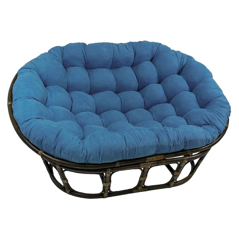 Double fauteuil Papasan avec coussin en micro-daim