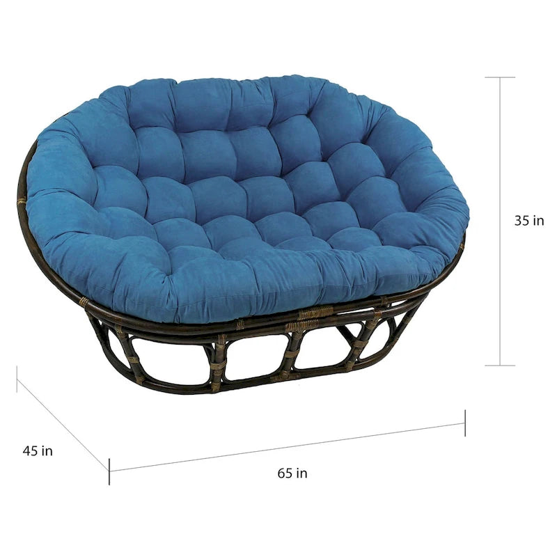 Double fauteuil Papasan avec coussin en micro-daim