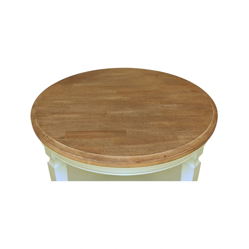 Table basse ronde en bois de Para avec étagère inférieure