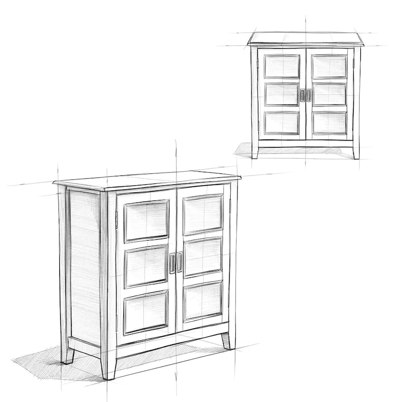 Meuble bas de rangement en bois massif de 76 cm de large de style transitionnel