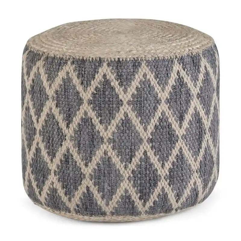 Pouf rond bohème en jute et coton tressés à la main