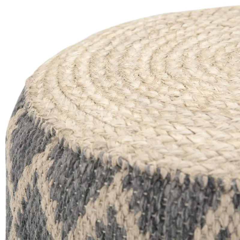 Pouf rond bohème en jute et coton tressés à la main