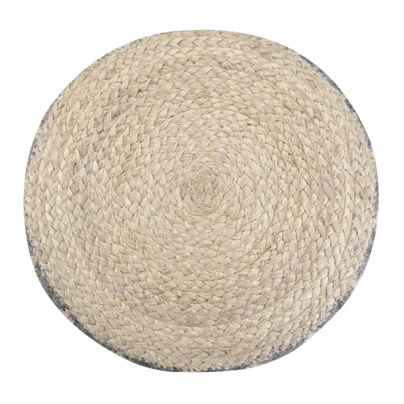 Pouf rond bohème en jute et coton tressés à la main