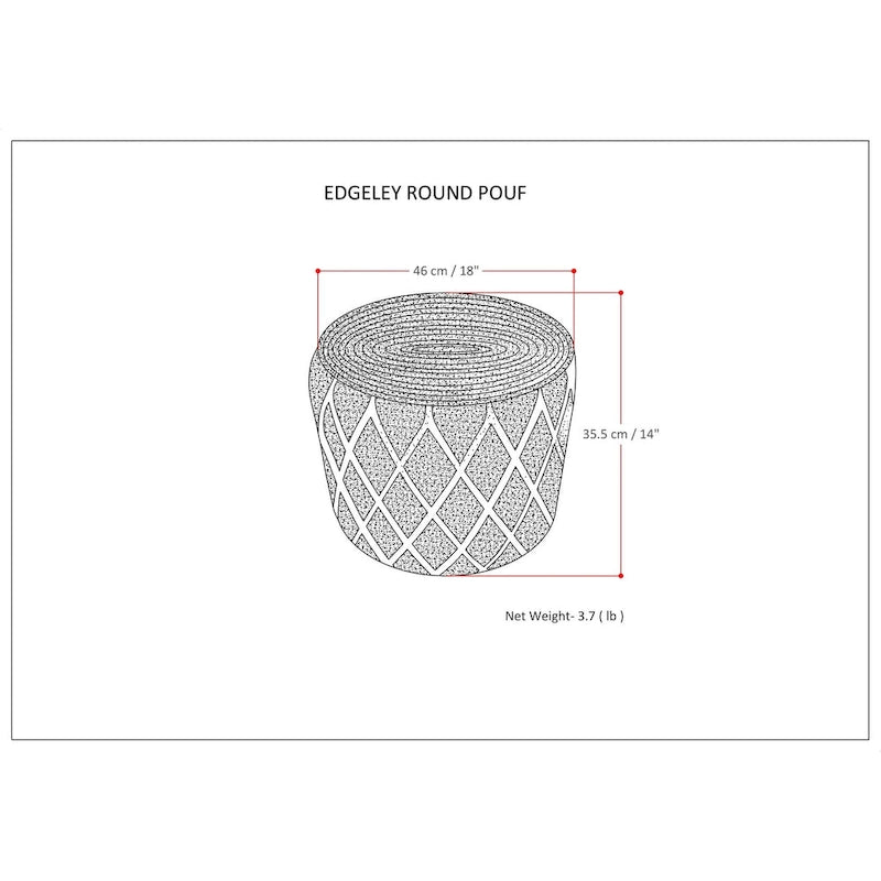 Pouf rond bohème en jute et coton tressés à la main