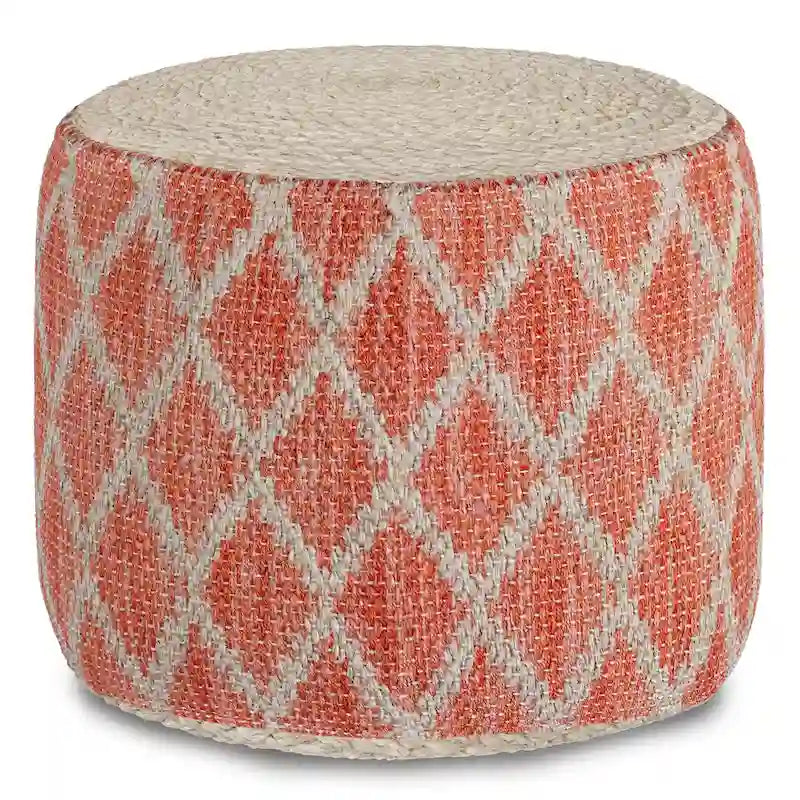 Pouf rond bohème en jute et coton tressés à la main