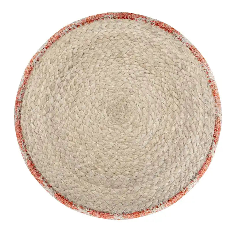 Pouf rond bohème en jute et coton tressés à la main