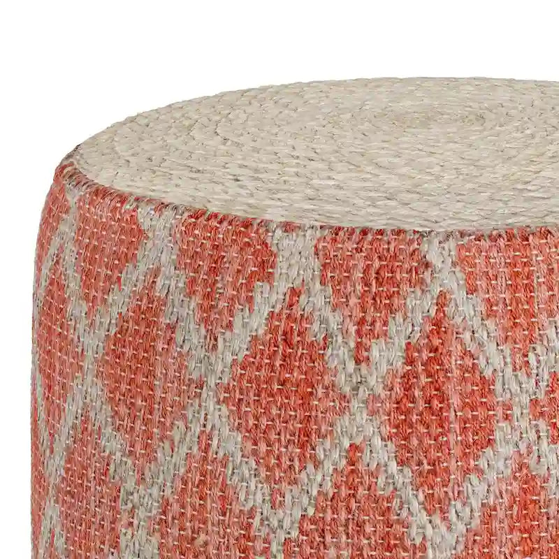 Pouf rond bohème en jute et coton tressés à la main