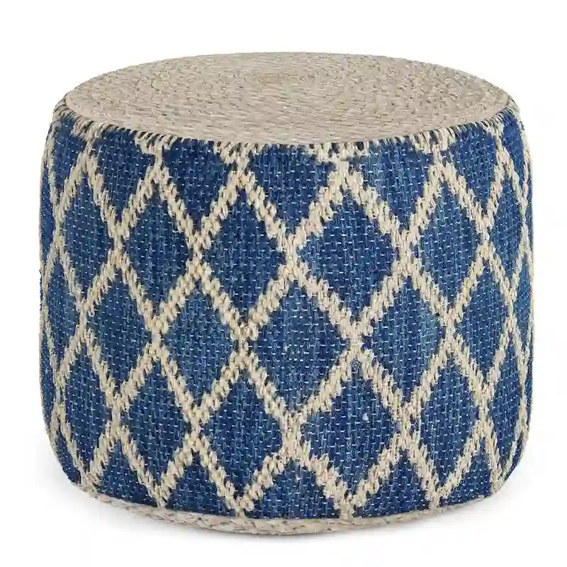 Pouf rond bohème en jute et coton tressés à la main