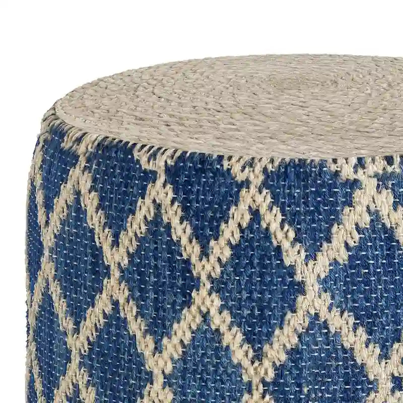 Pouf rond bohème en jute et coton tressés à la main