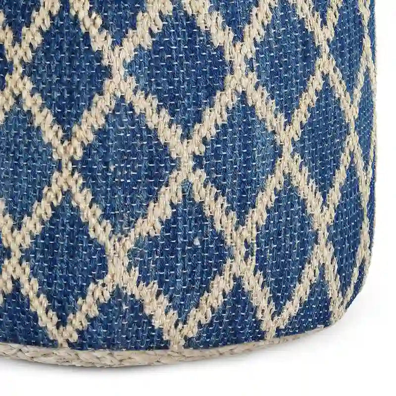 Pouf rond bohème en jute et coton tressés à la main