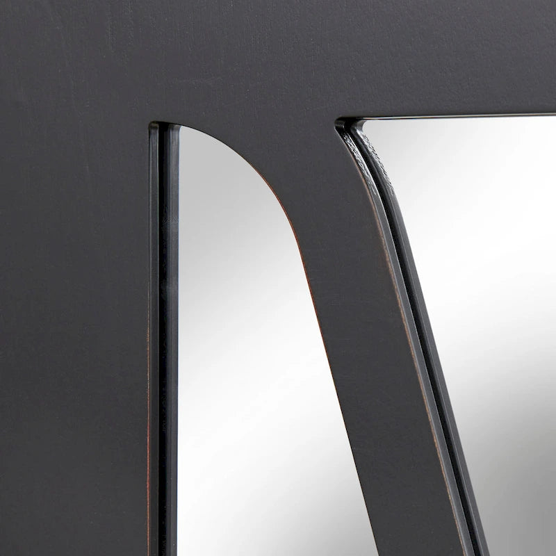 Console buffet avec façade miroir vieillie et étagères réglables