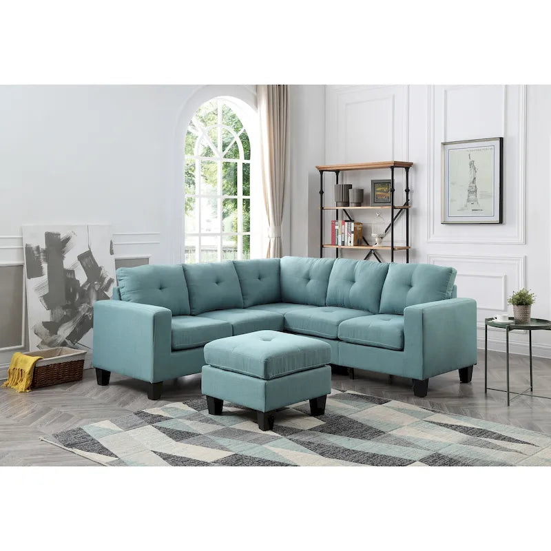 Canapé en tissu sergé avec assise à ressorts ensachés