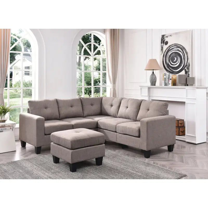 Canapé en tissu sergé avec assise à ressorts ensachés