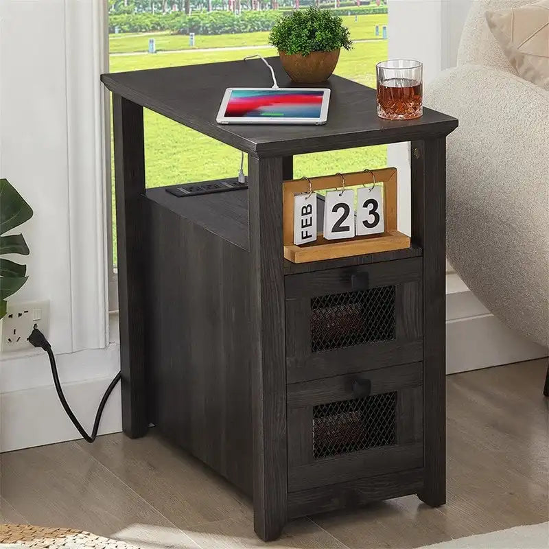 Table d'appoint avec station de recharge - 35 P x 60 L x 63 H cm