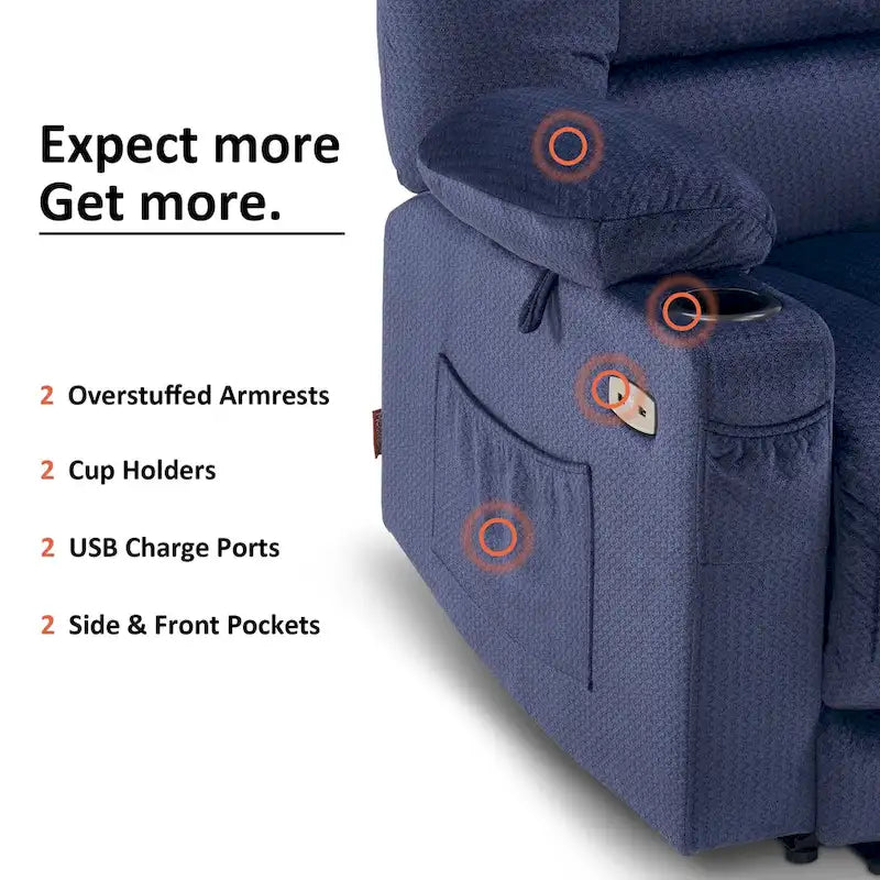 Fauteuil inclinable électrique avec chauffage et massage