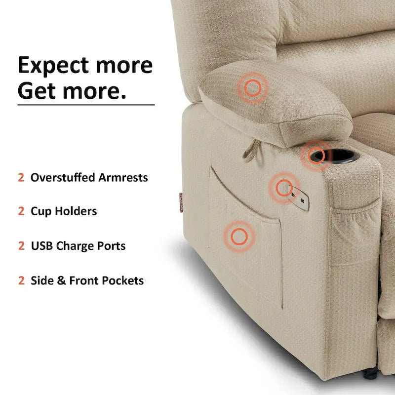 Fauteuil inclinable électrique avec chauffage et massage