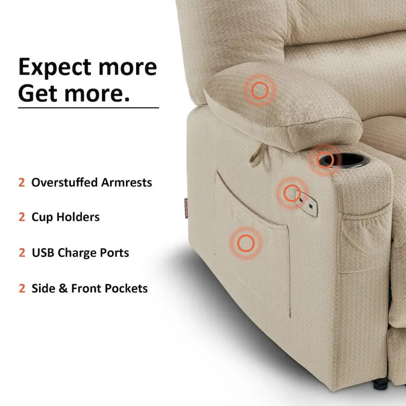 Fauteuil inclinable électrique avec chauffage et massage