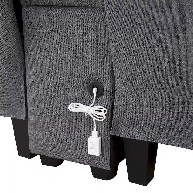 Canapé rembourré de 289,56 cm avec console, porte-gobelets et chargement USB