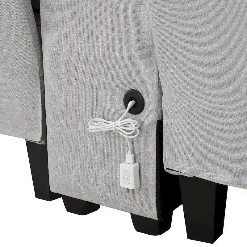 Canapé rembourré de 289,56 cm avec console, porte-gobelets et chargement USB