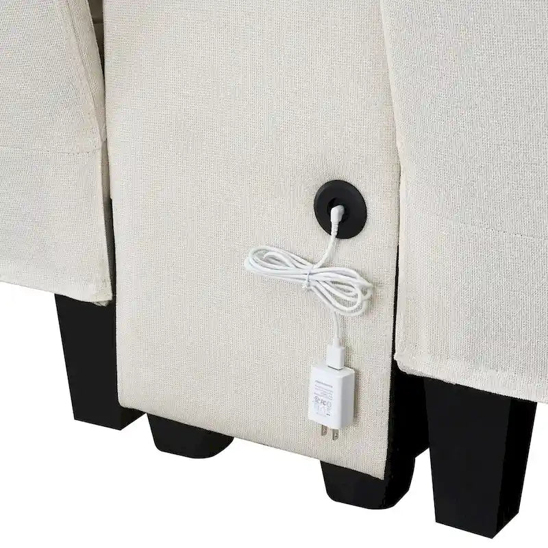Canapé rembourré de 289,56 cm avec console, porte-gobelets et chargement USB