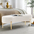 Banc Ottoman Rembourré avec Pieds en Métal Doré, 116 cm x 39 cm