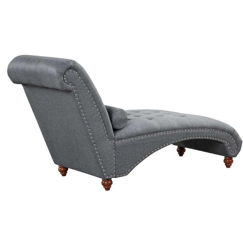 Chaise longue moderne en velours sans accoudoirs avec 1 coussin cylindrique