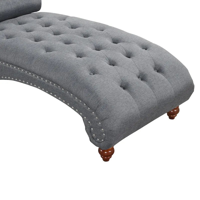 Chaise longue moderne en velours sans accoudoirs avec 1 coussin cylindrique
