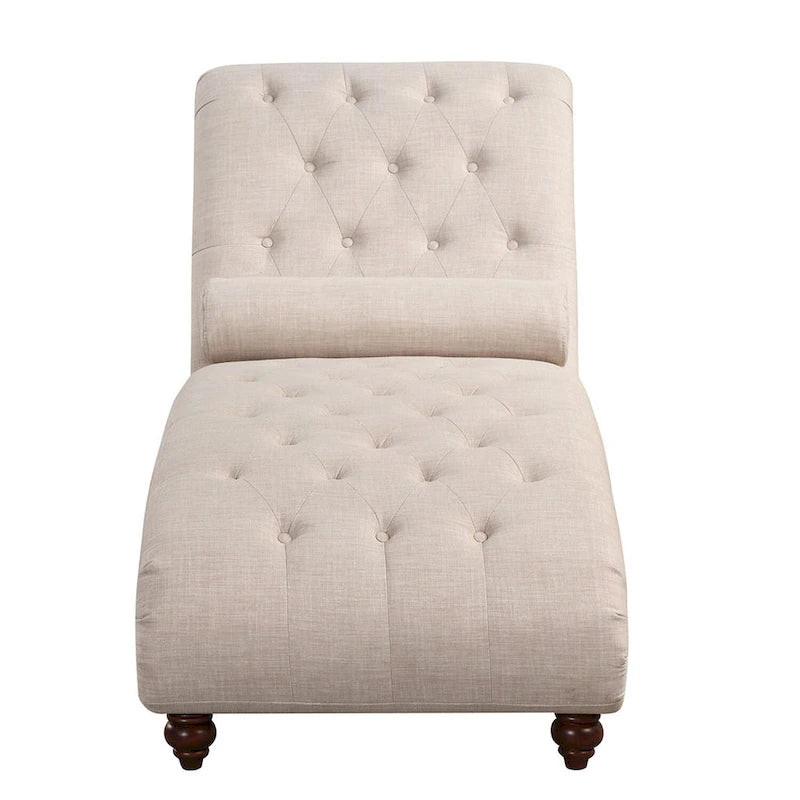 Chaise longue moderne en velours sans accoudoirs avec 1 coussin cylindrique