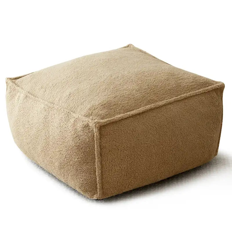 Pouf en tissu bouclette 71 x 71 cm avec rembourrage en mousse haute densité