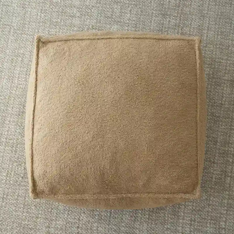 Pouf en tissu bouclette 71 x 71 cm avec rembourrage en mousse haute densité