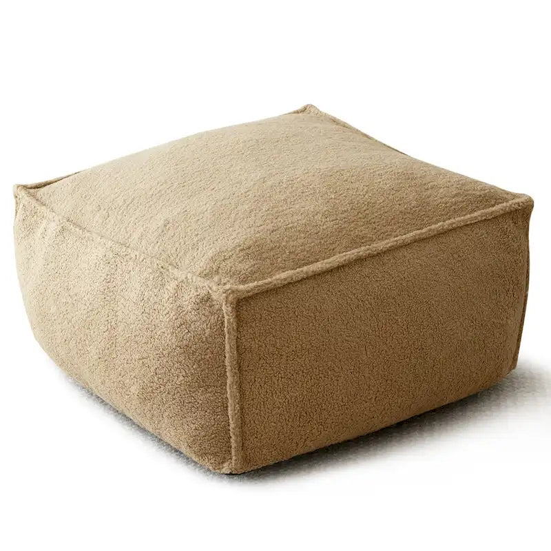 Pouf en tissu bouclette 71 x 71 cm avec rembourrage en mousse haute densité