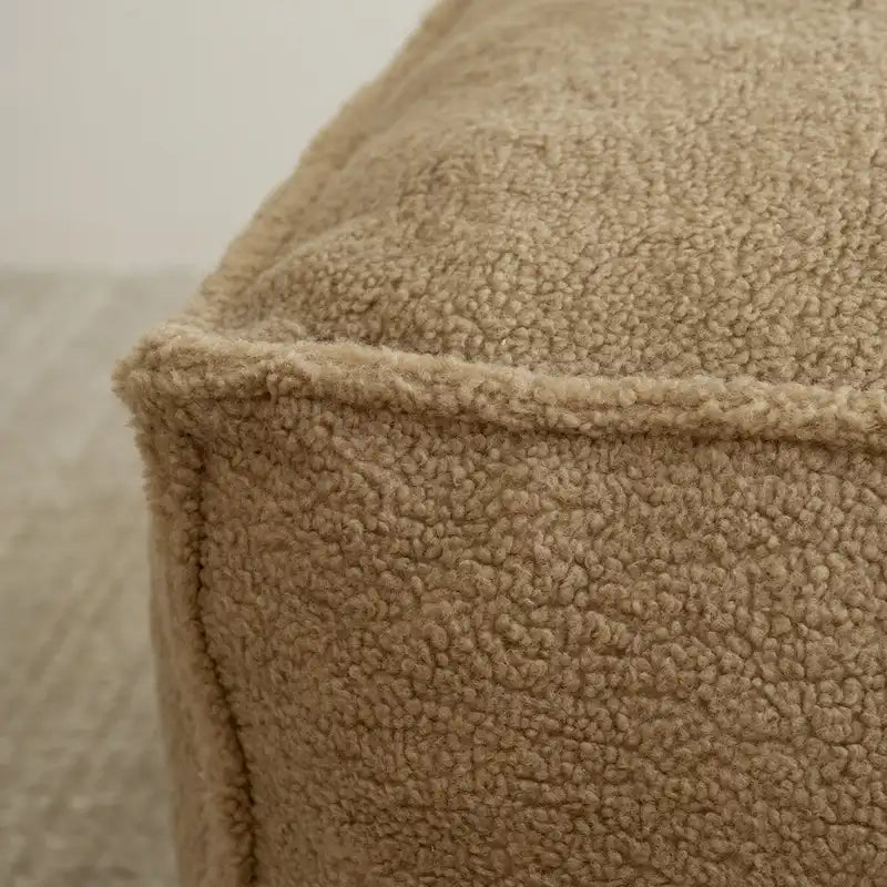 Pouf en tissu bouclette 71 x 71 cm avec rembourrage en mousse haute densité