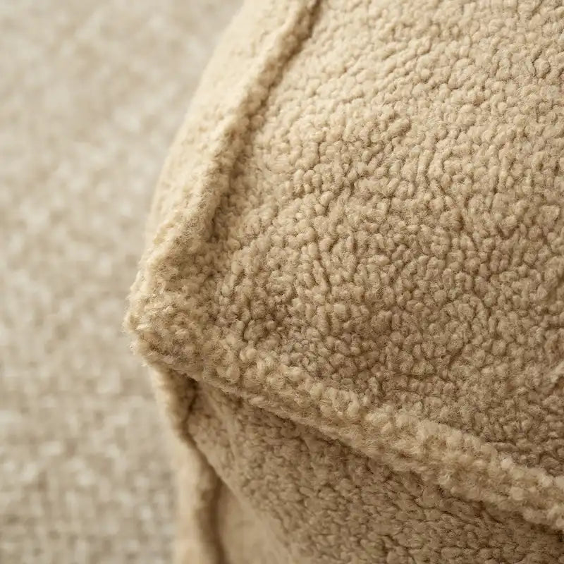 Pouf en tissu bouclette 71 x 71 cm avec rembourrage en mousse haute densité