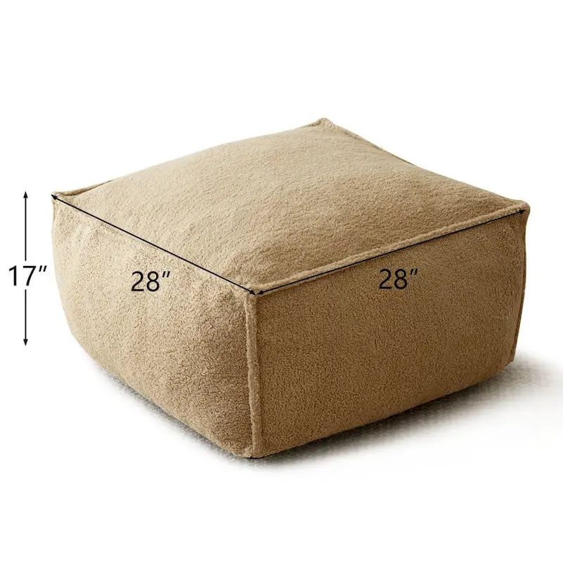 Pouf en tissu bouclette 71 x 71 cm avec rembourrage en mousse haute densité