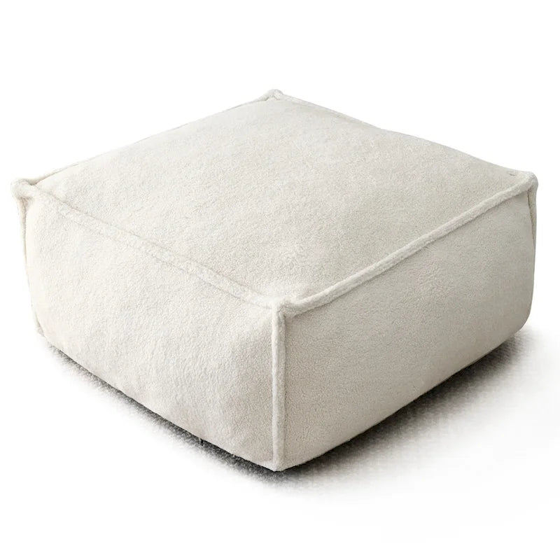 Pouf en tissu bouclette 71 x 71 cm avec rembourrage en mousse haute densité