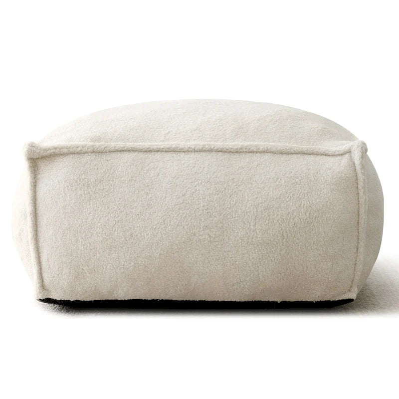 Pouf en tissu bouclette 71 x 71 cm avec rembourrage en mousse haute densité