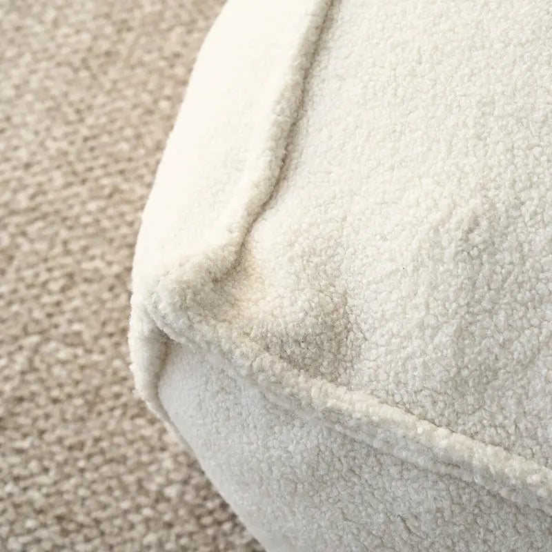 Pouf en tissu bouclette 71 x 71 cm avec rembourrage en mousse haute densité