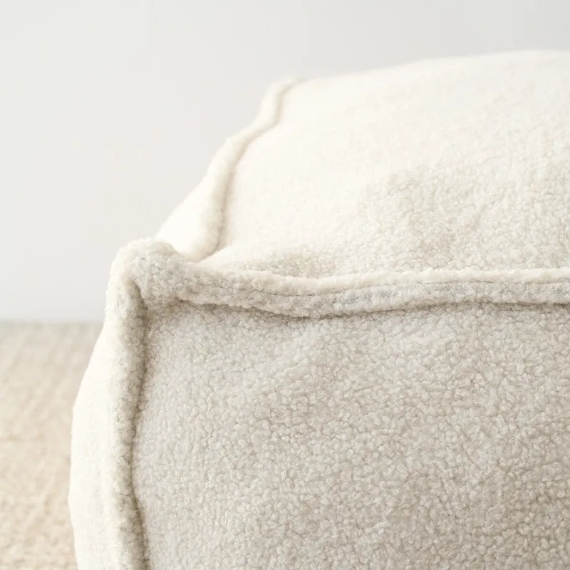 Pouf en tissu bouclette 71 x 71 cm avec rembourrage en mousse haute densité