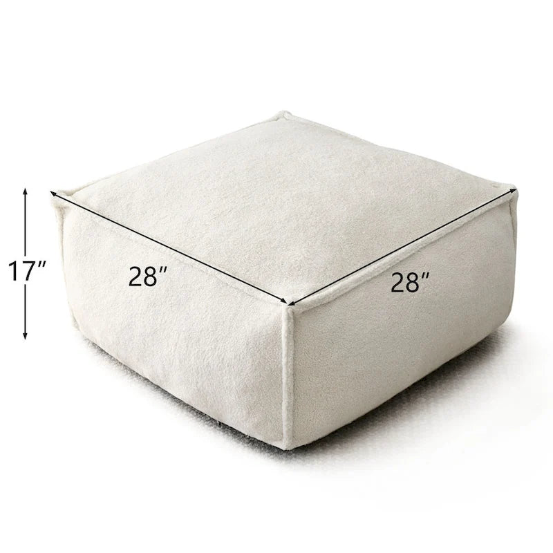Pouf en tissu bouclette 71 x 71 cm avec rembourrage en mousse haute densité
