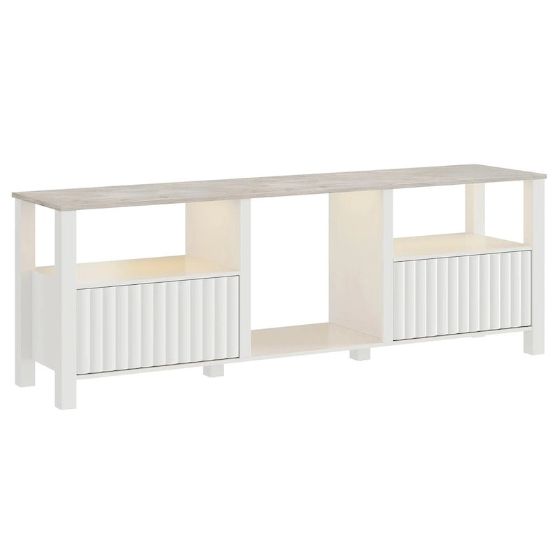 Meuble TV LED pour téléviseur de 75 pouces, meuble console TV moderne avec armoire