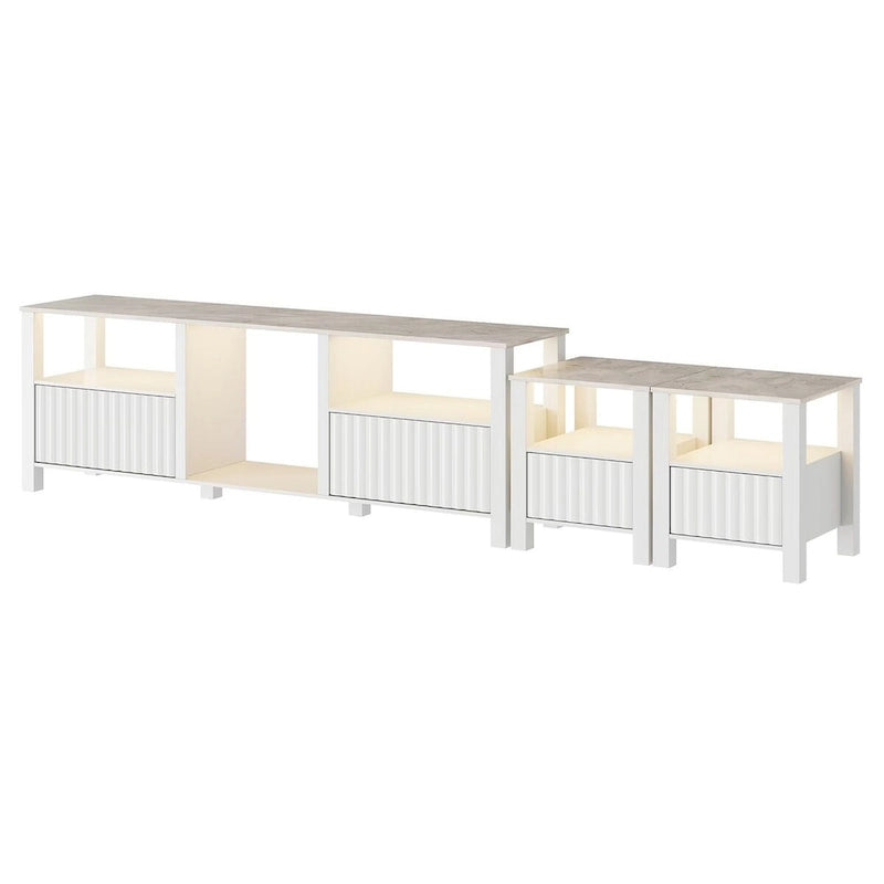 Meuble TV LED pour téléviseur de 75 pouces, meuble console TV moderne avec armoire