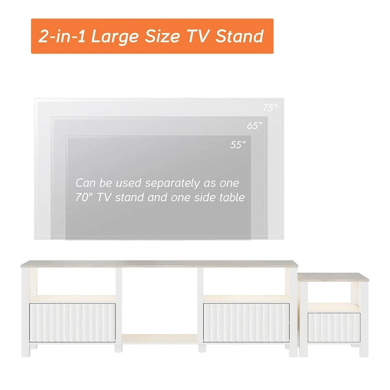 Meuble TV LED pour téléviseur de 75 pouces, meuble console TV moderne avec armoire