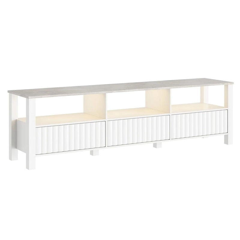 Meuble TV LED pour téléviseur de 75 pouces, meuble console TV moderne avec armoire