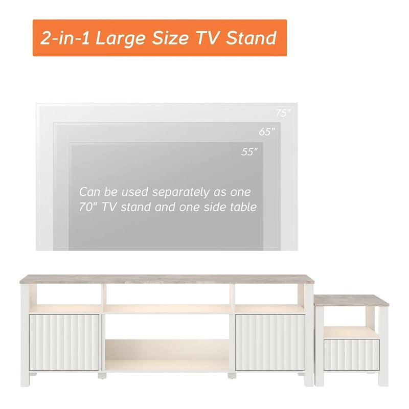 Meuble TV LED pour téléviseur de 75 pouces, meuble console TV moderne avec armoire