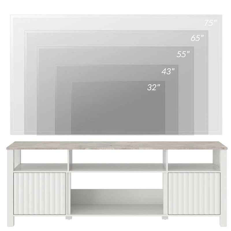 Meuble TV LED pour téléviseur de 75 pouces, meuble console TV moderne avec armoire