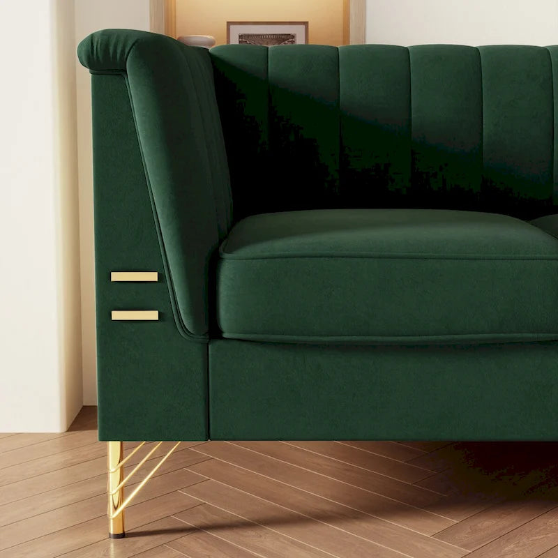 Canapé en velours de 209,9 cm de style Chesterfield