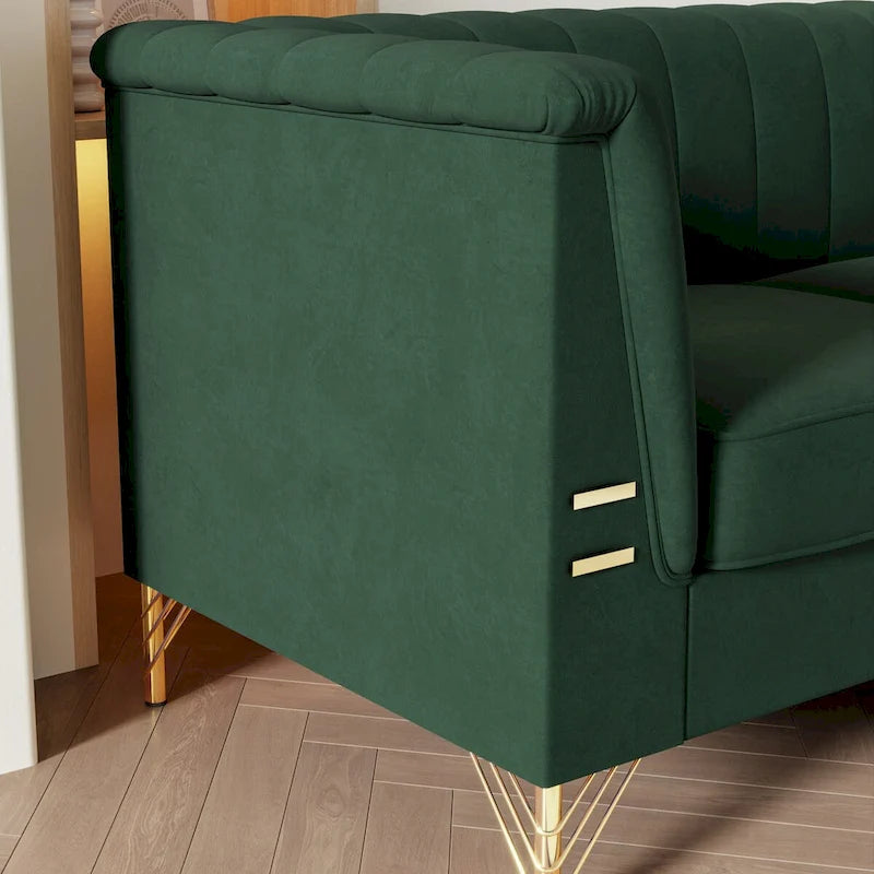 Canapé en velours de 209,9 cm de style Chesterfield