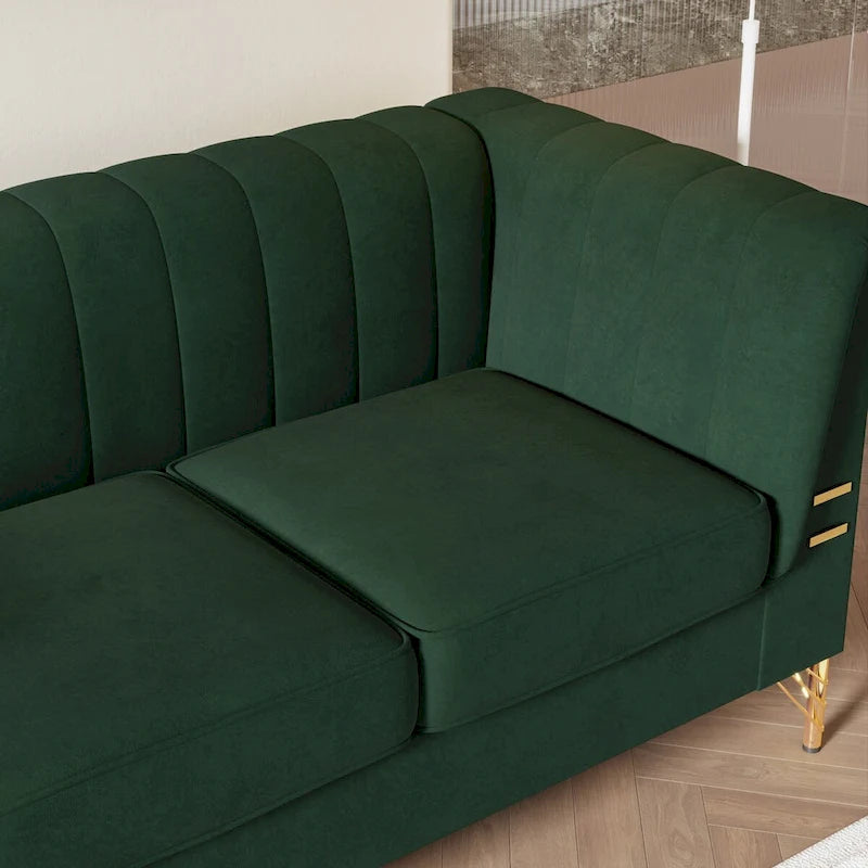 Canapé en velours de 209,9 cm de style Chesterfield