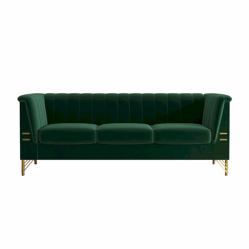 Canapé en velours de 209,9 cm de style Chesterfield