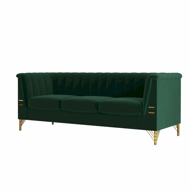 Canapé en velours de 209,9 cm de style Chesterfield